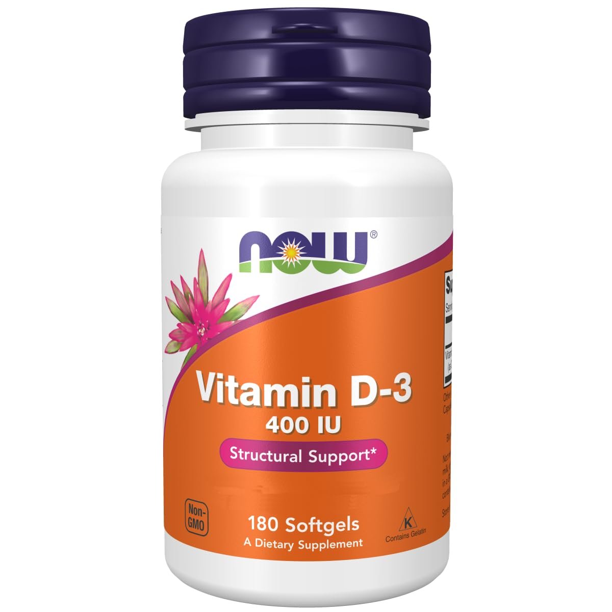 NOW Foods Vitamin D-3 400 IU Pack of 180 Softgels