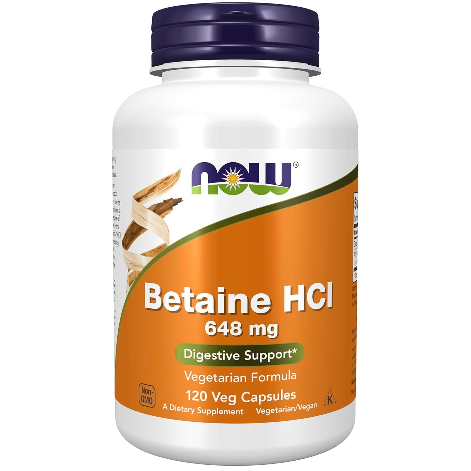 NOW Foods, Betaine HCl, 648 mg, 120 Veg Capsules